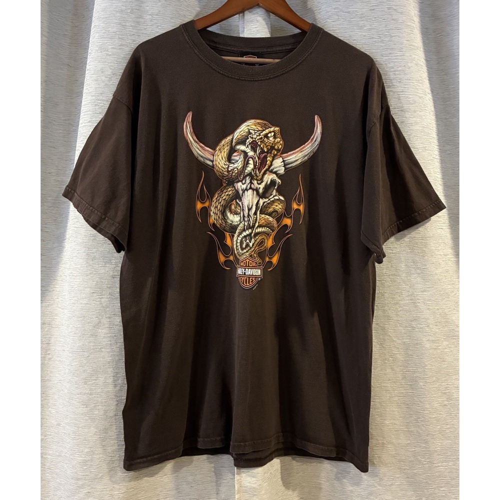 Vintage‎ Harley Davidson T Shirt  - Chester England - Bison & Snake Size XL